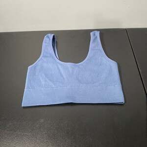 Aerie Superchill Seamless Ribbed Scoop Bralette in Blue M